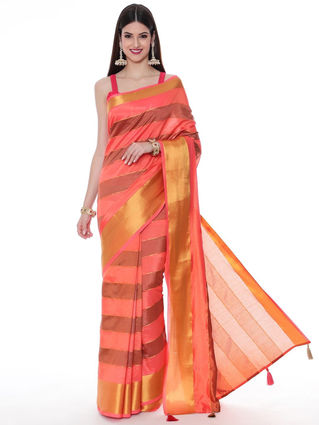 

Suha Woven Design Zari Art Silk Saree, Peach