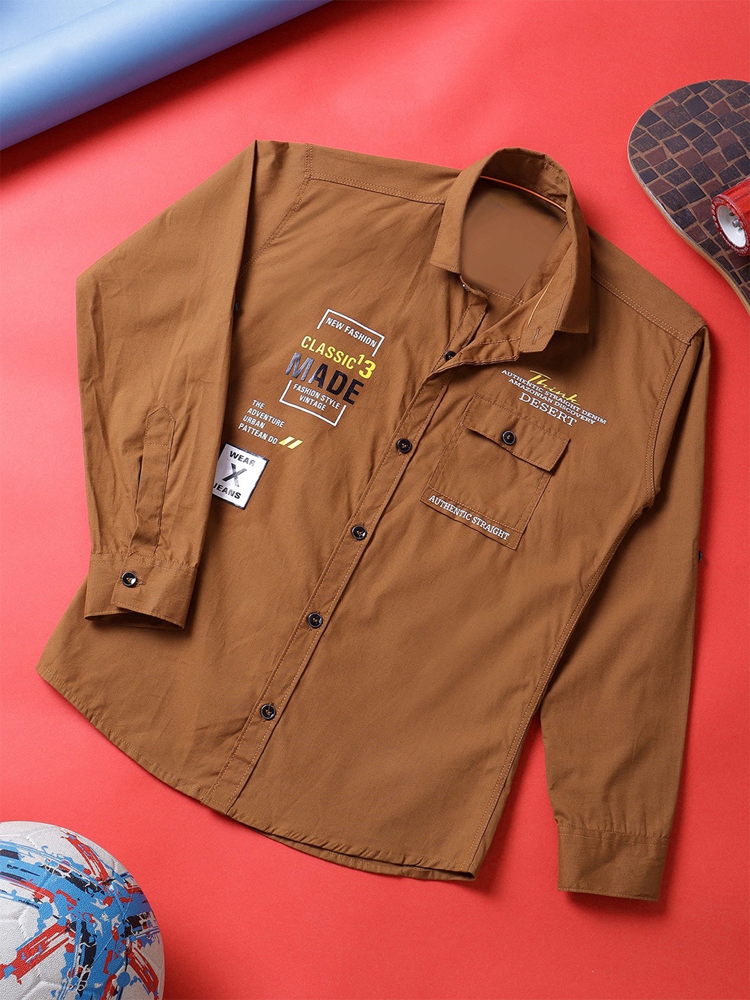 

YK Boys Opaque Casual Shirt, Brown