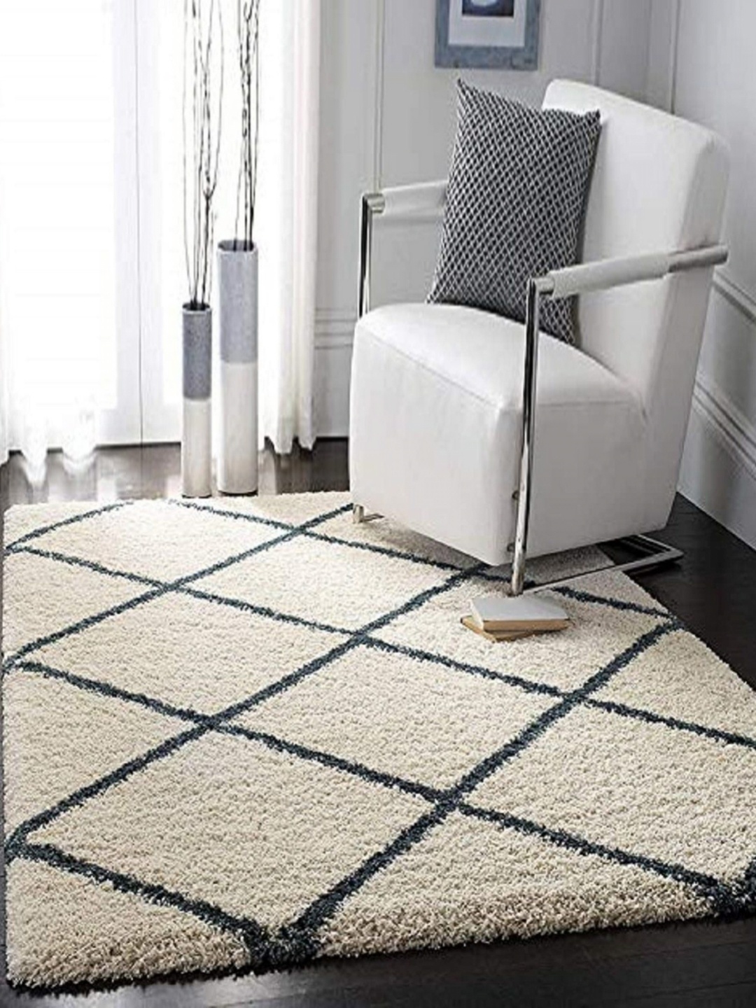 

Banchmark Home Furnishings Cream-Coloured Solid Shaggy Woollen Carpet