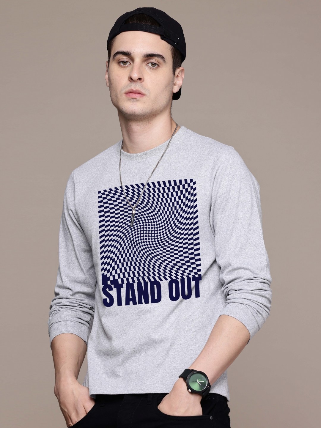 

Moda Rapido Men Printed T-shirt, Grey melange