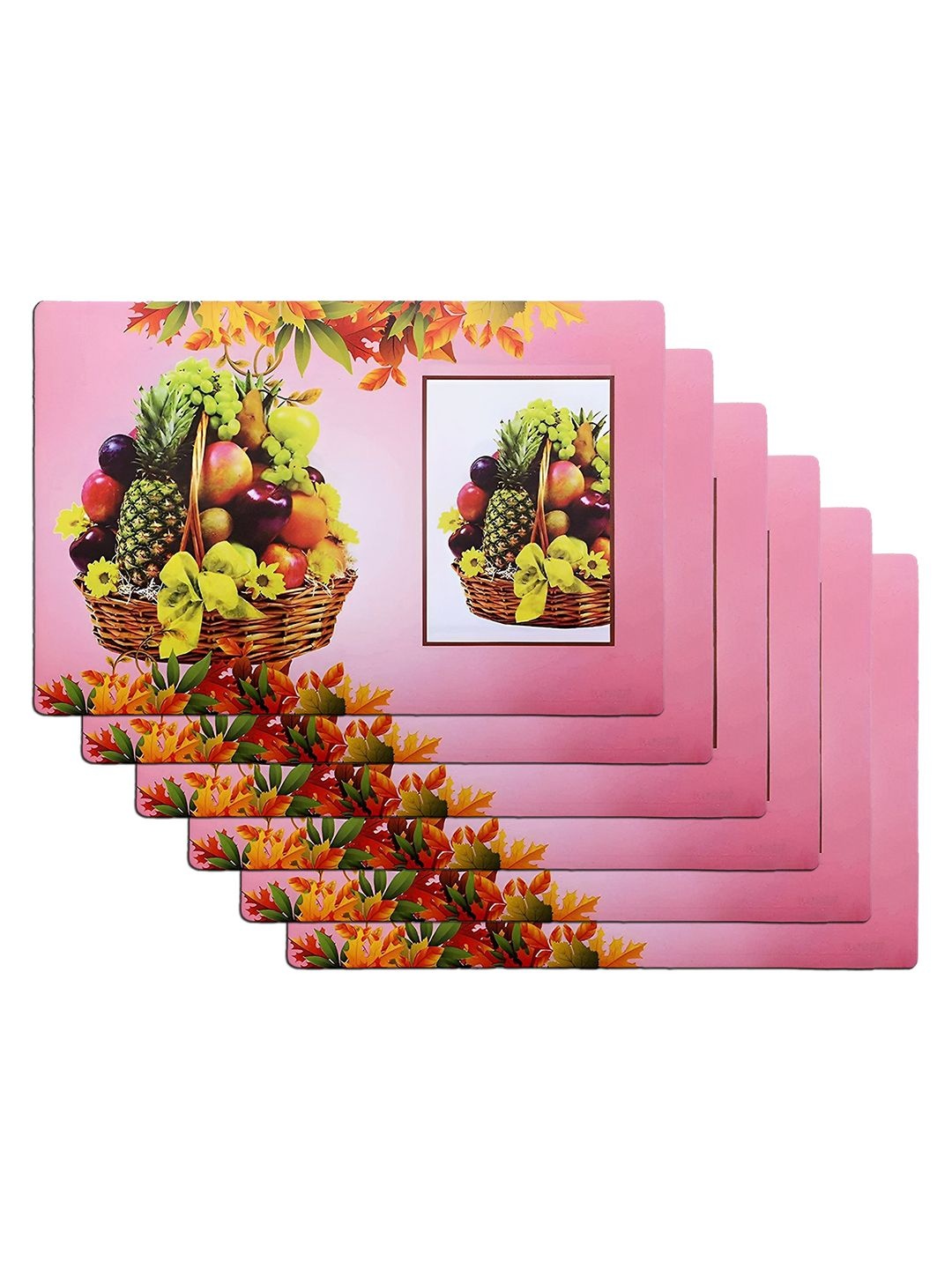 

Kuber Industries 6-Pcs Pink & Yellow Printed Fridge Mat