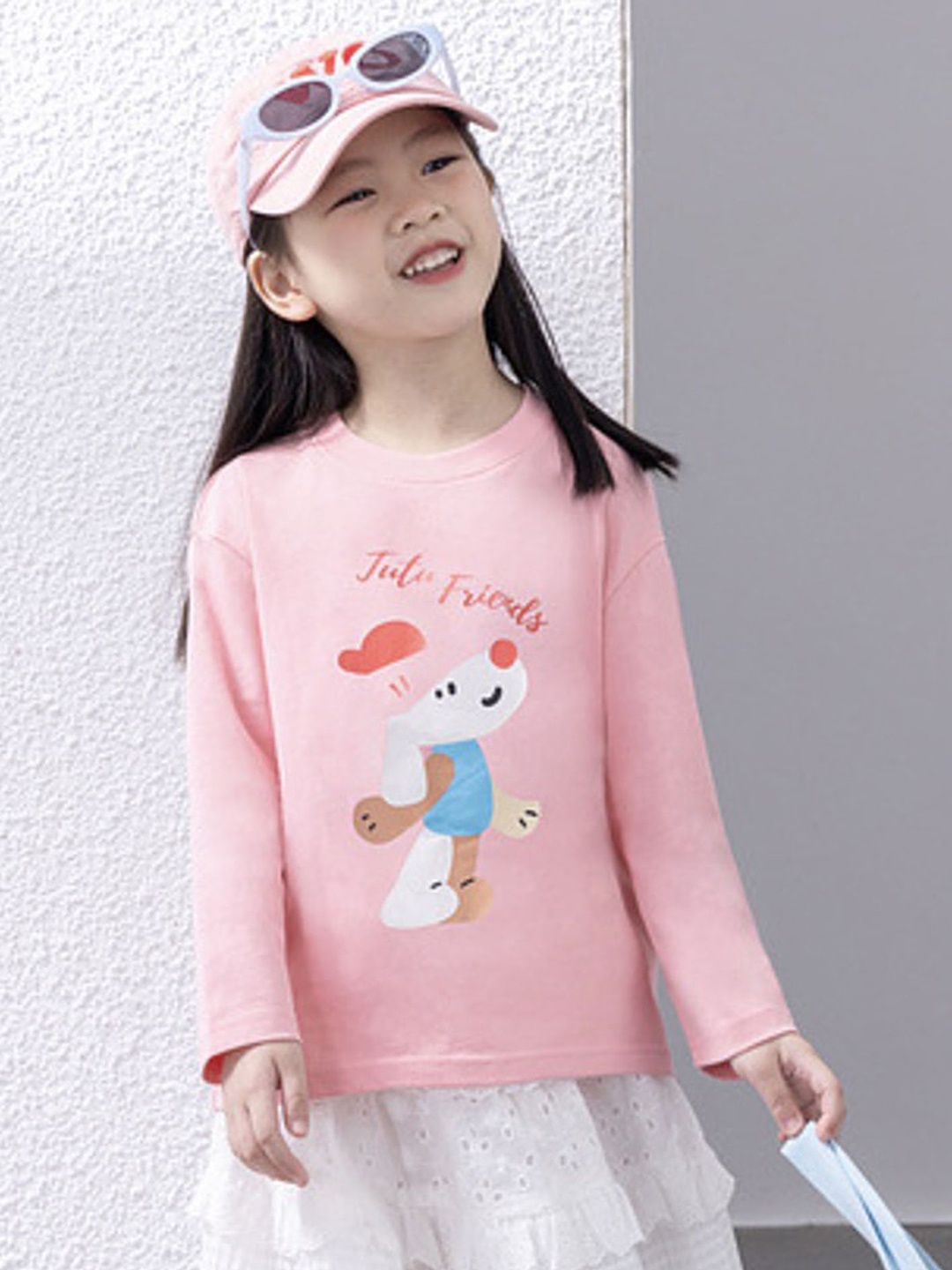 

LULU & SKY Girls Printed Pockets T-shirt, Pink