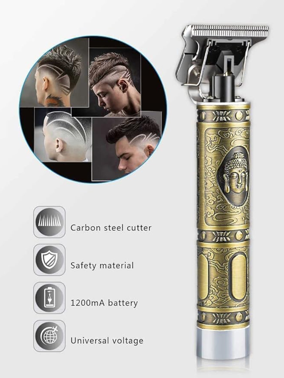 

FINARO Rechargeable Trimmer For Mustache, Head & Body With Cord, Gold