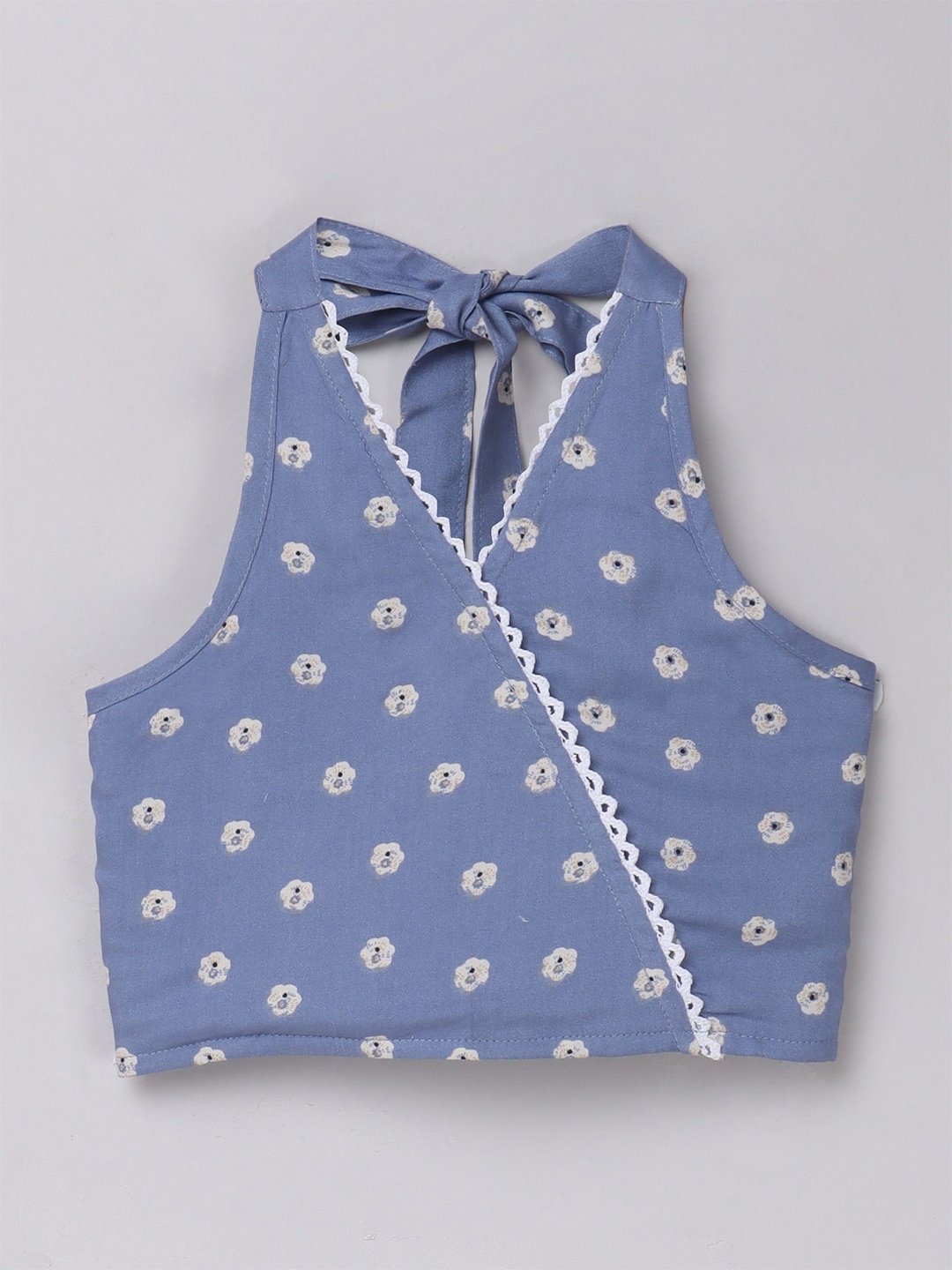 

taffykids Polka Dot Print Halter Neck Wrap Top, Blue