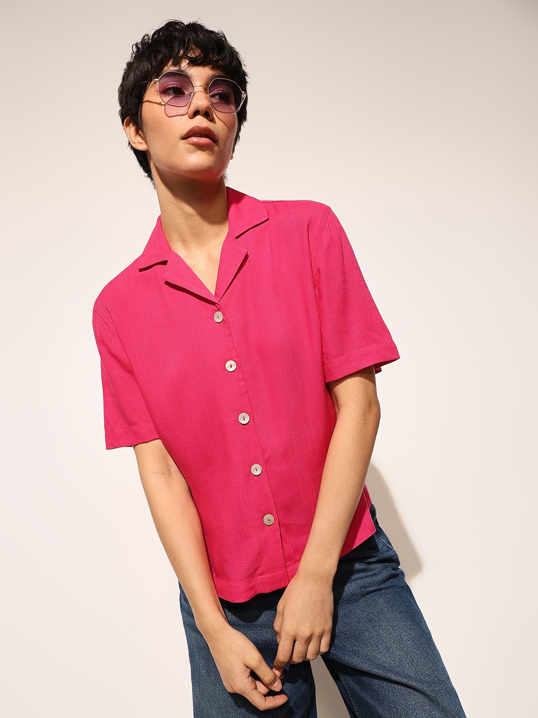 

ONLY Women Opaque Casual Shirt, Pink