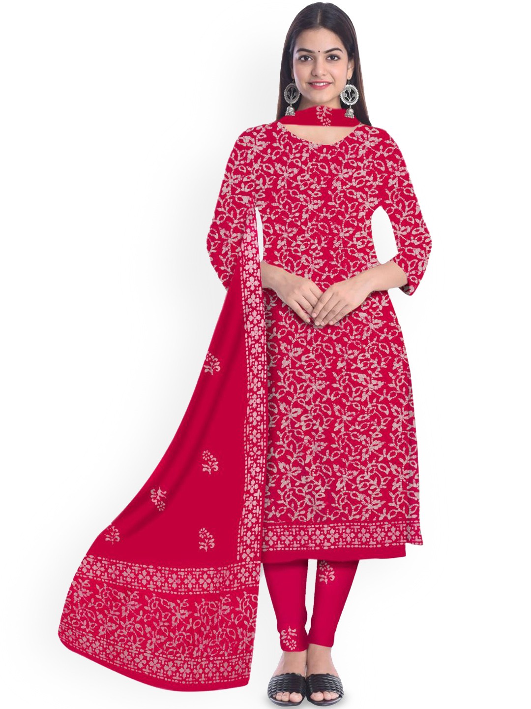 

Farooq Dyeing Printed Pure Cotton Unstitched Dress Material, Pink