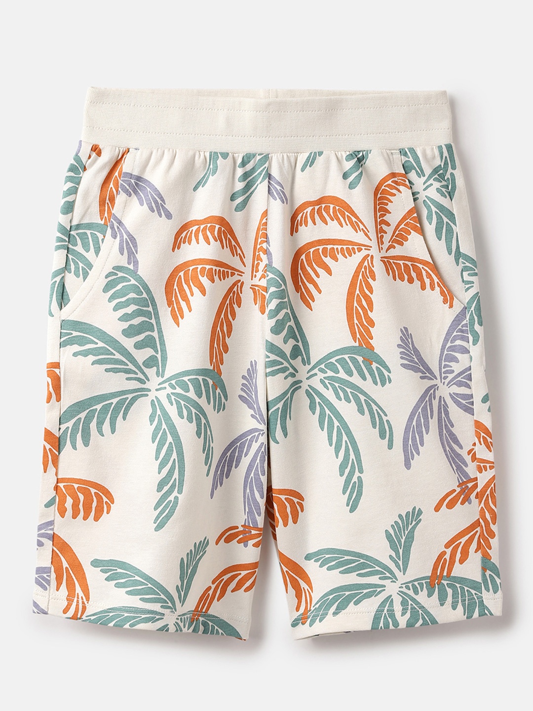 

United Colors of Benetton Boys Floral Printed Shorts, Cream