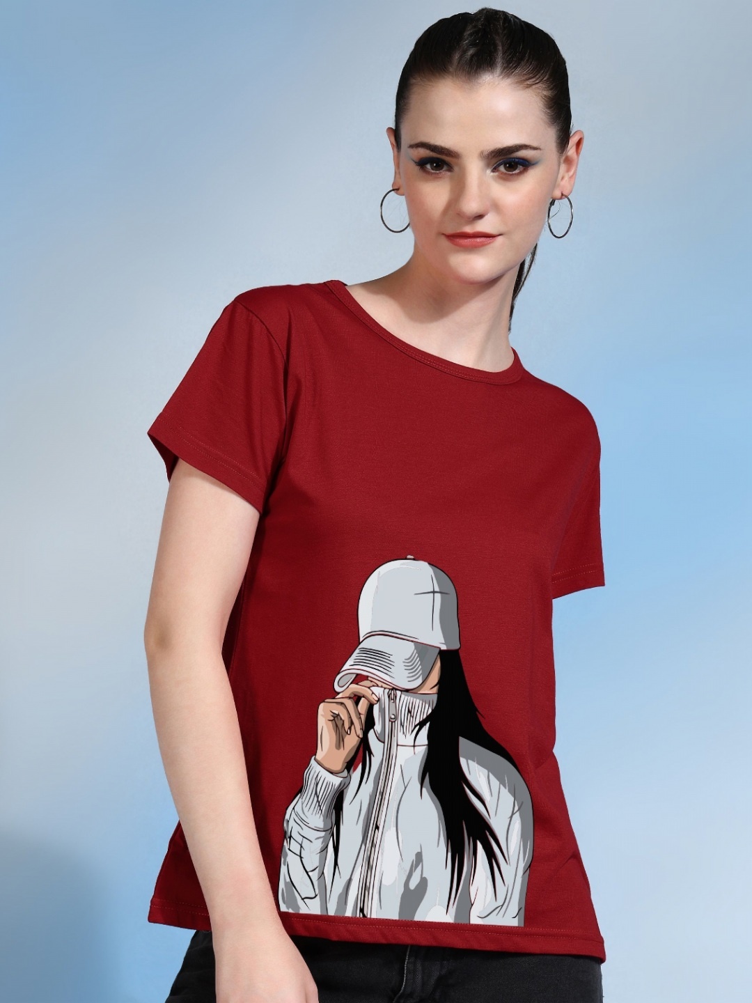 

Moda Rapido Women Printed Bio Finish Pockets T-shirt, Red