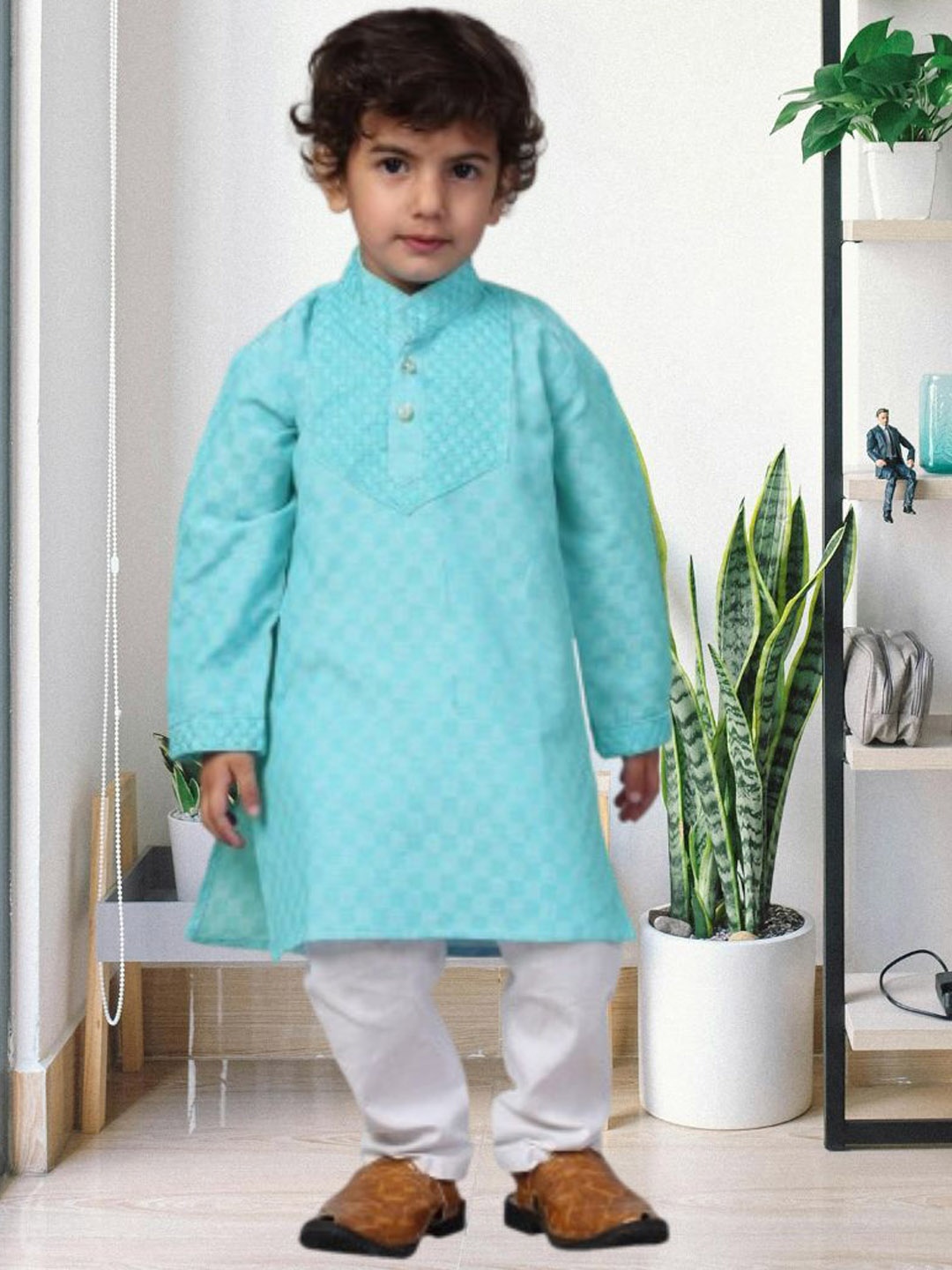 

CENSAL Boys Printed Regular Kurta with Pyjamas, Blue