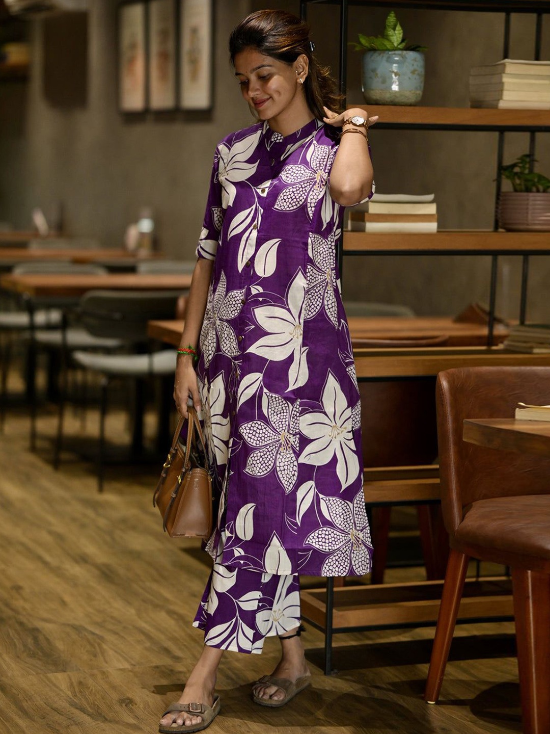 

DIVASTRI Women Printed Regular Kurta with Palazzos, Purple
