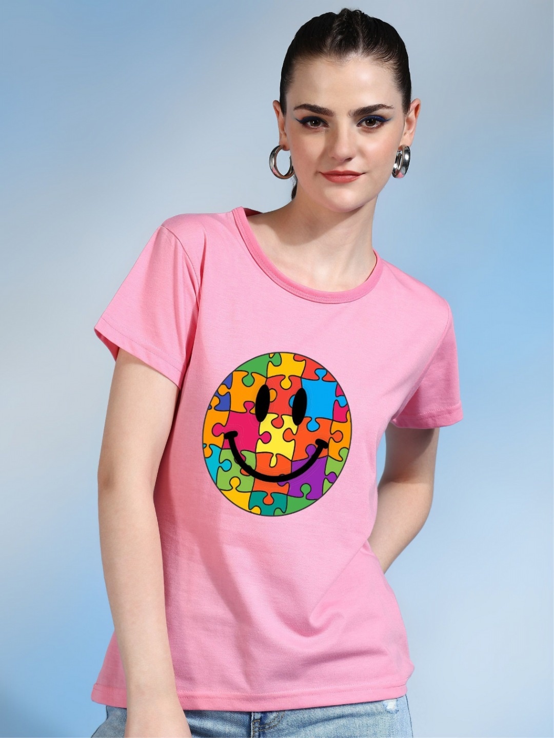 

Moda Rapido Women Printed Bio Finish T-shirt, Pink