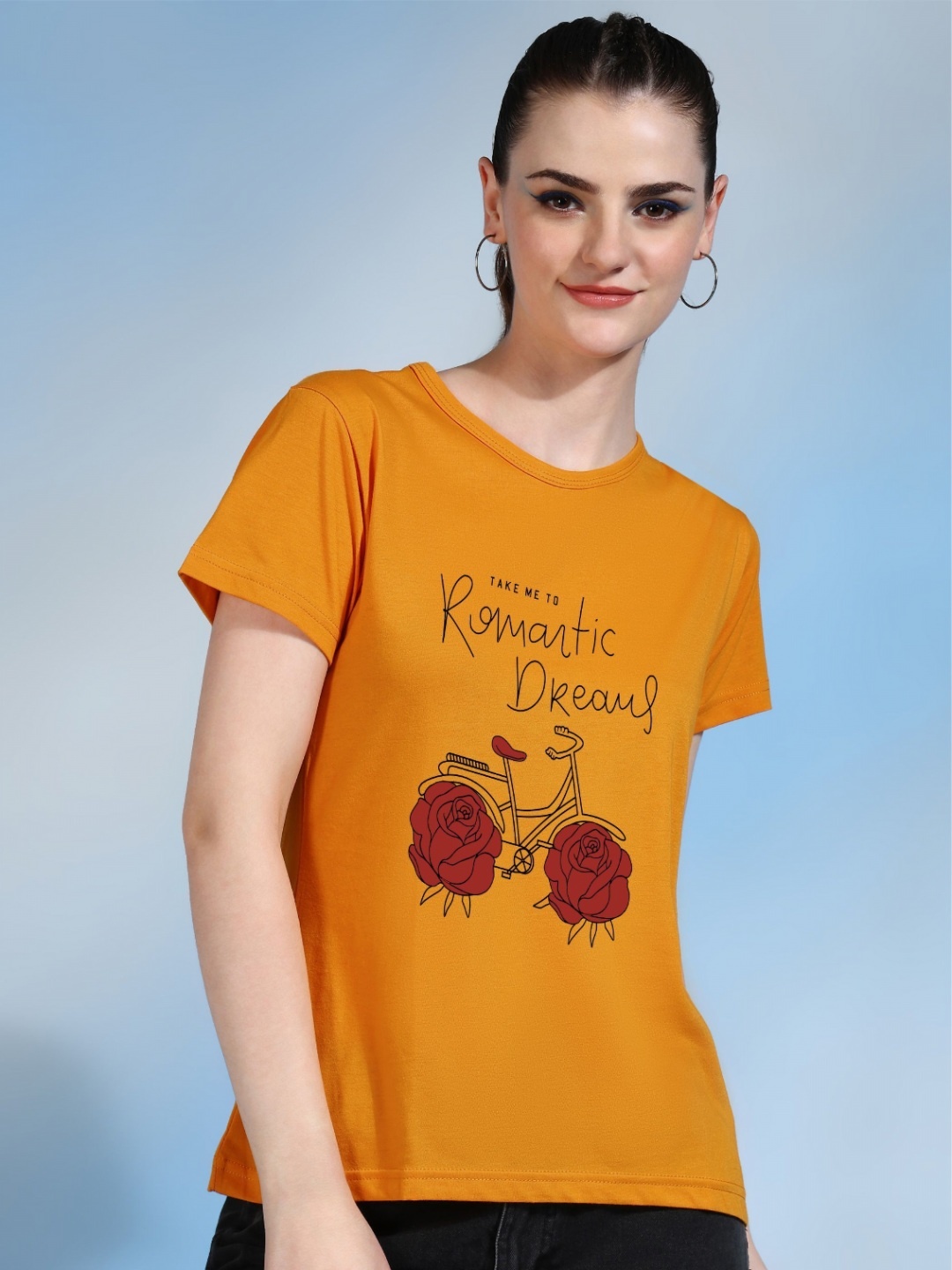 

Moda Rapido Women Printed Bio Finish T-shirt, Mustard