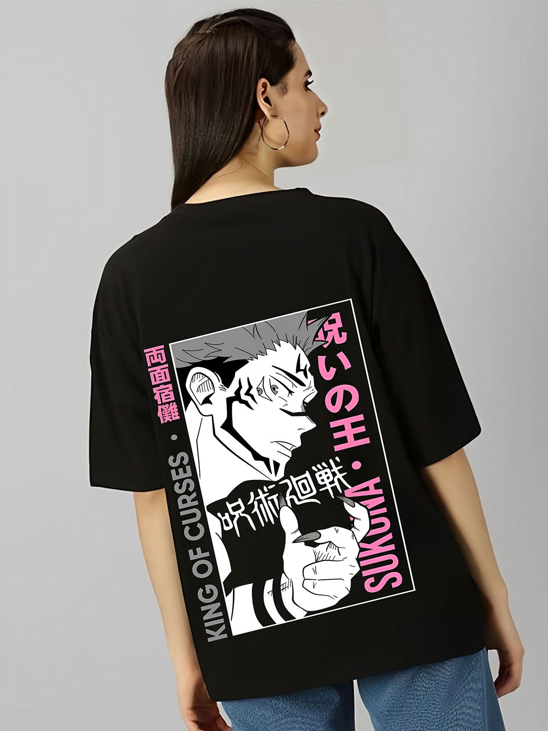 

kintu parantu Women Printed Applique T-shirt, Black
