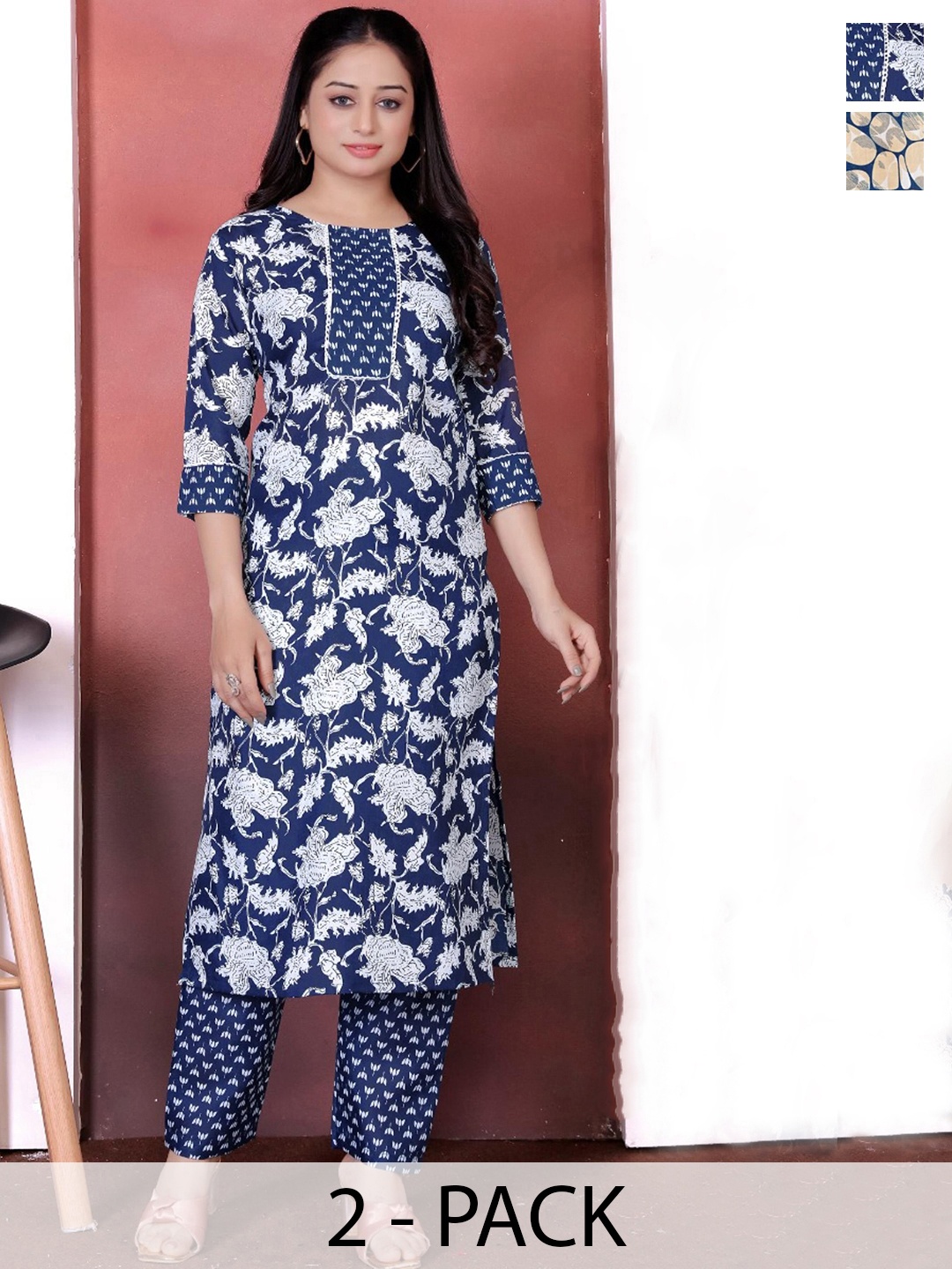 

Moda Rapido Women Floral Printed Regular Kurta with Trousers, White