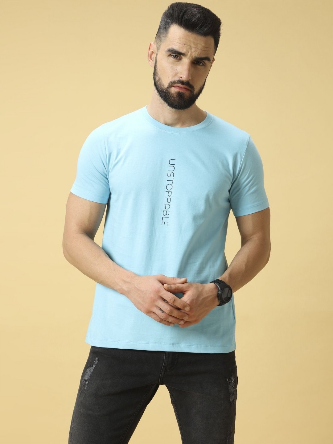 

Estilocus Men Typography Pockets T-shirt, Blue