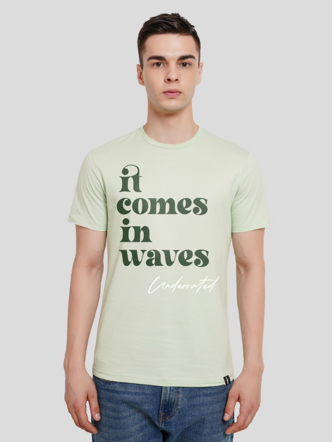 

Underrated Club Men Typography Printed Bio Finish Applique T-shirt, Green