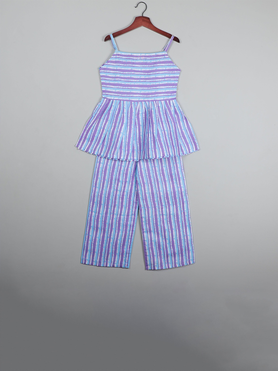 

SHAHUDI DESIGNER Girls Striped Top with Palazzos, Purple