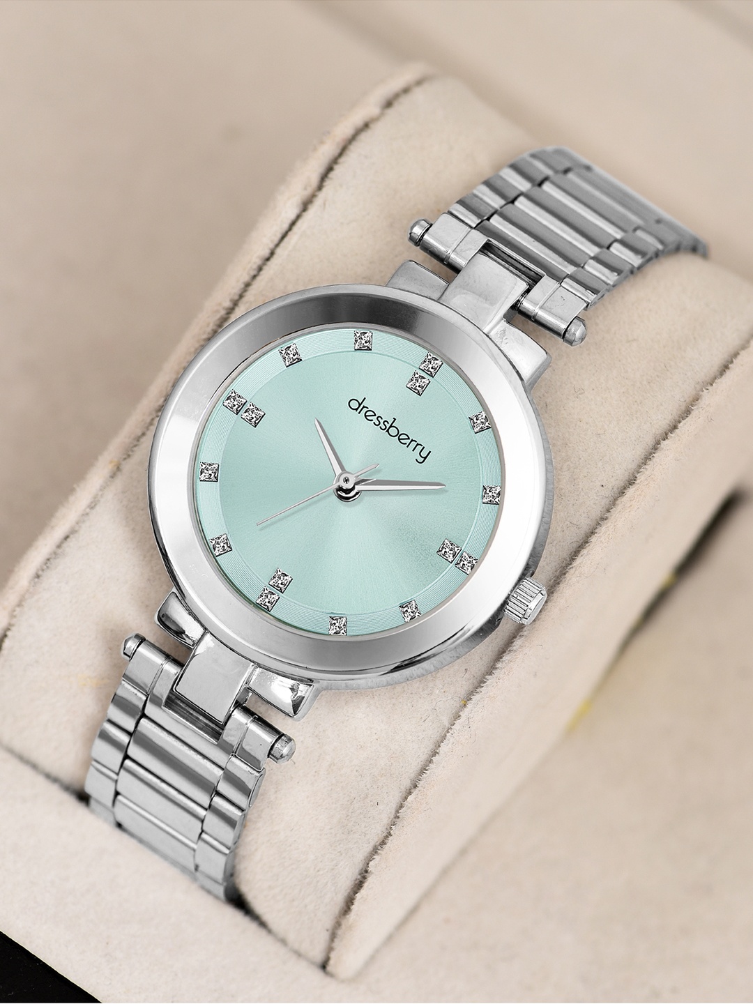 

DressBerry Women Brass Embellished Dial & Stainless Steel Straps Analogue Watch DB-032-Sky Blue, Sea green