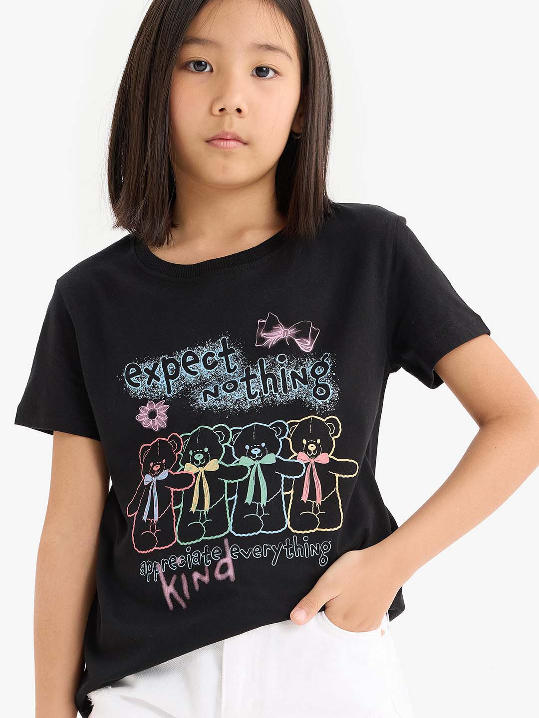 

DeFacto Girls Typography Printed T-shirt, Na