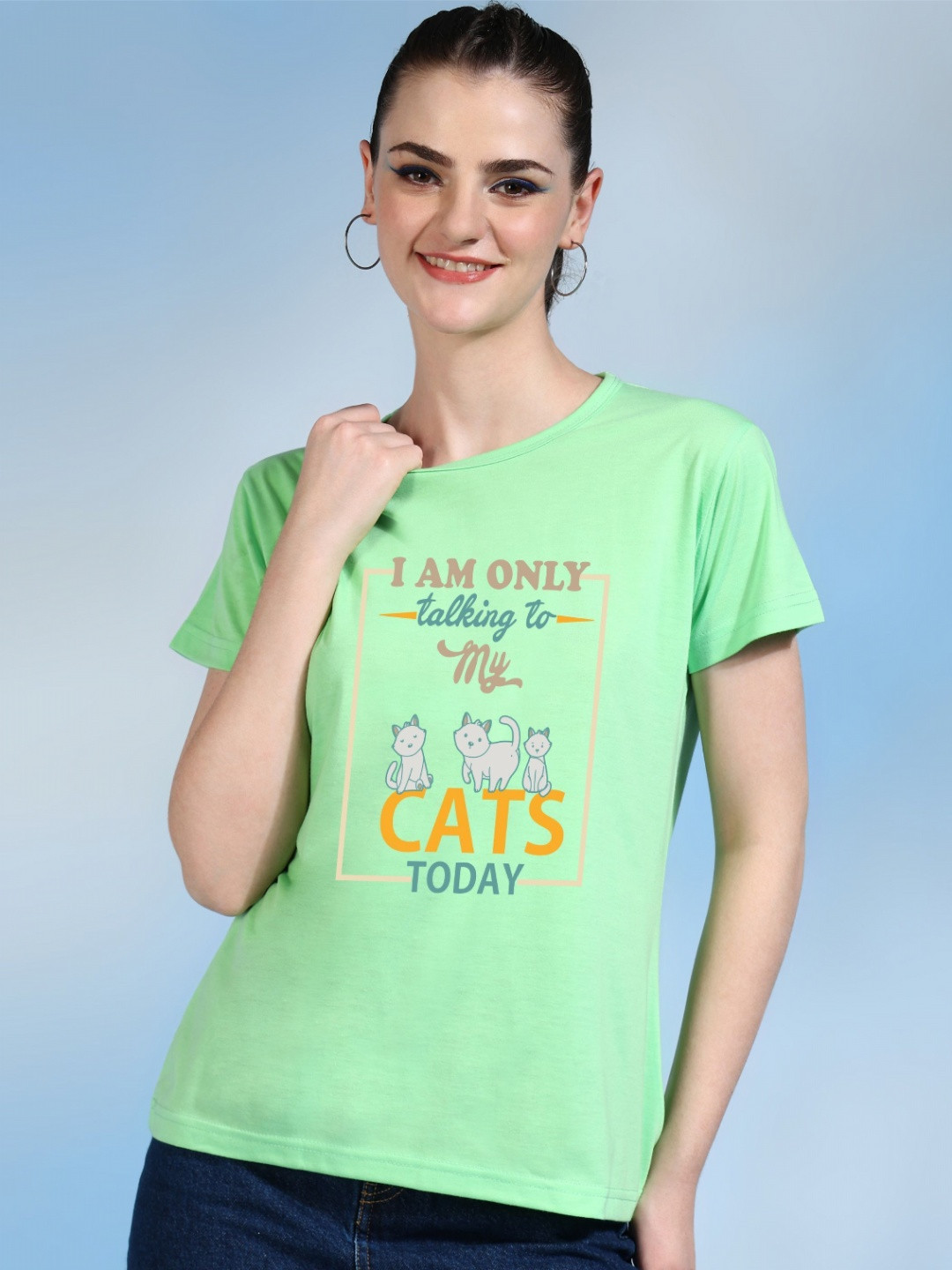 

Moda Rapido Women Printed Bio Finish Raw Edge T-shirt, Green