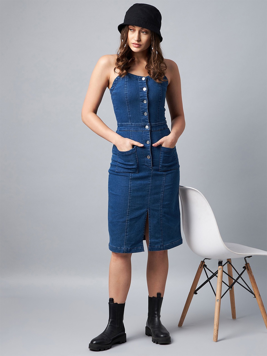

Chemistry Denim Bodycon Dress, Blue
