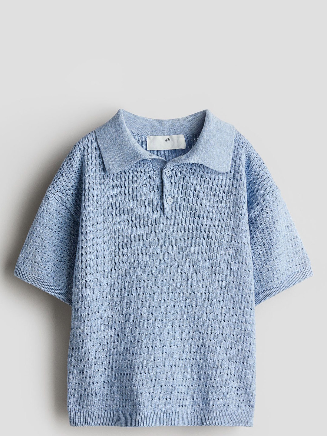 

H&M Cotton-Knit Polo Shirt, Blue