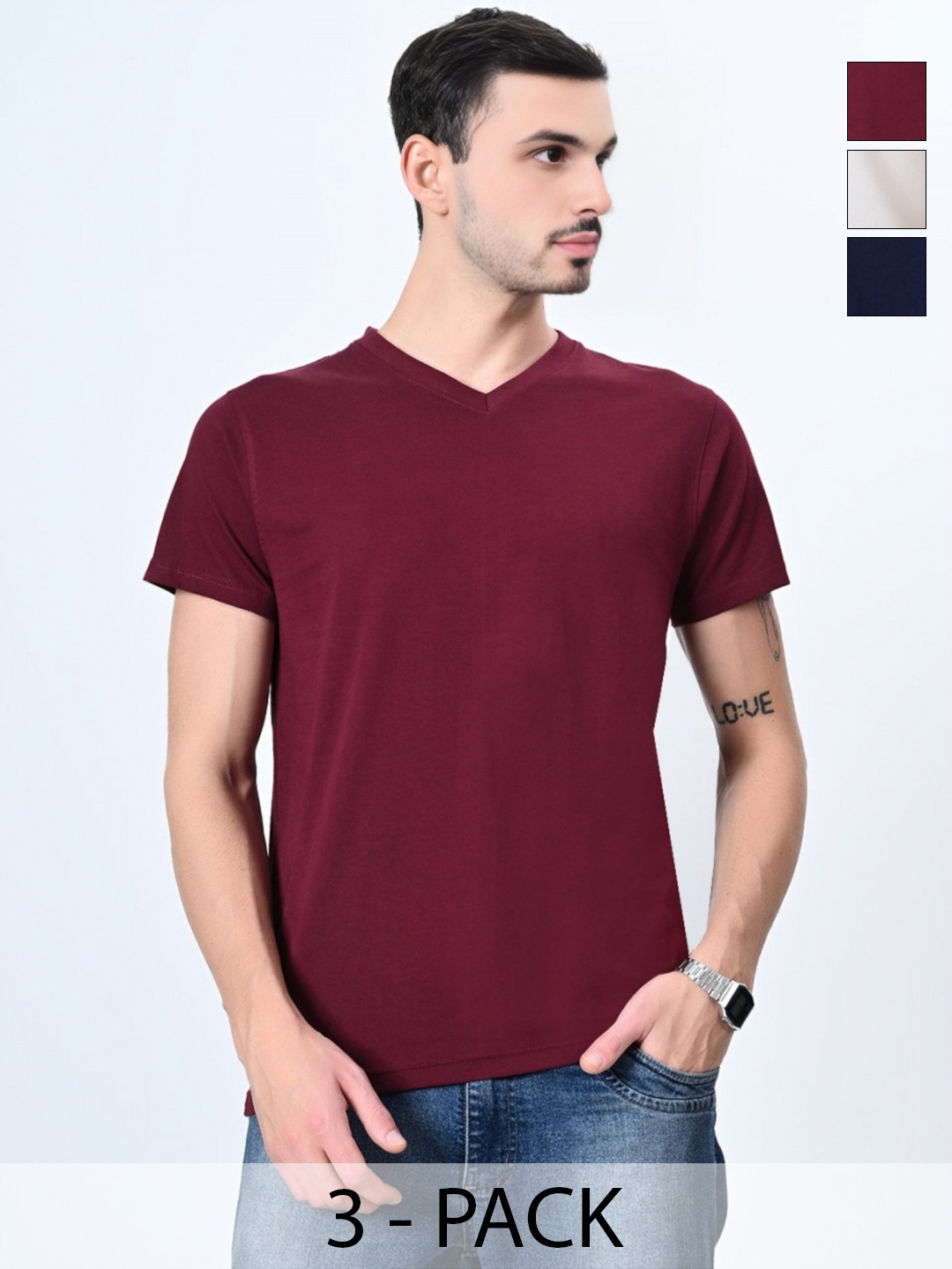 

Enciger Men 3 V-Neck T-shirt, Rose gold