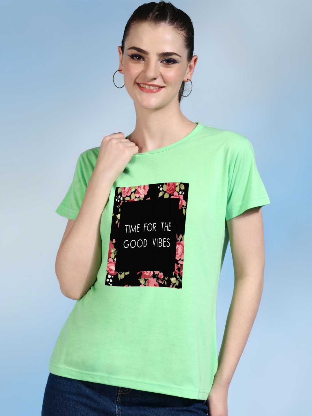 

Moda Rapido Women Printed Bio Finish Pockets T-shirt, Green