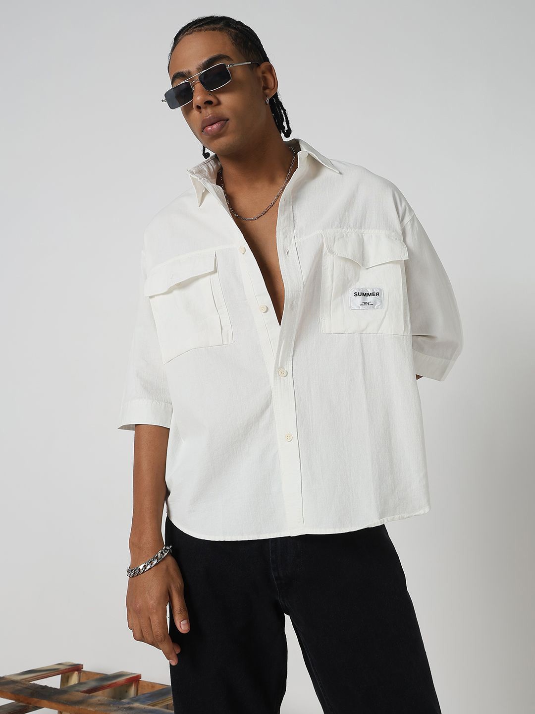 

SHOWOFF Men Comfort Opaque Casual Shirt, White