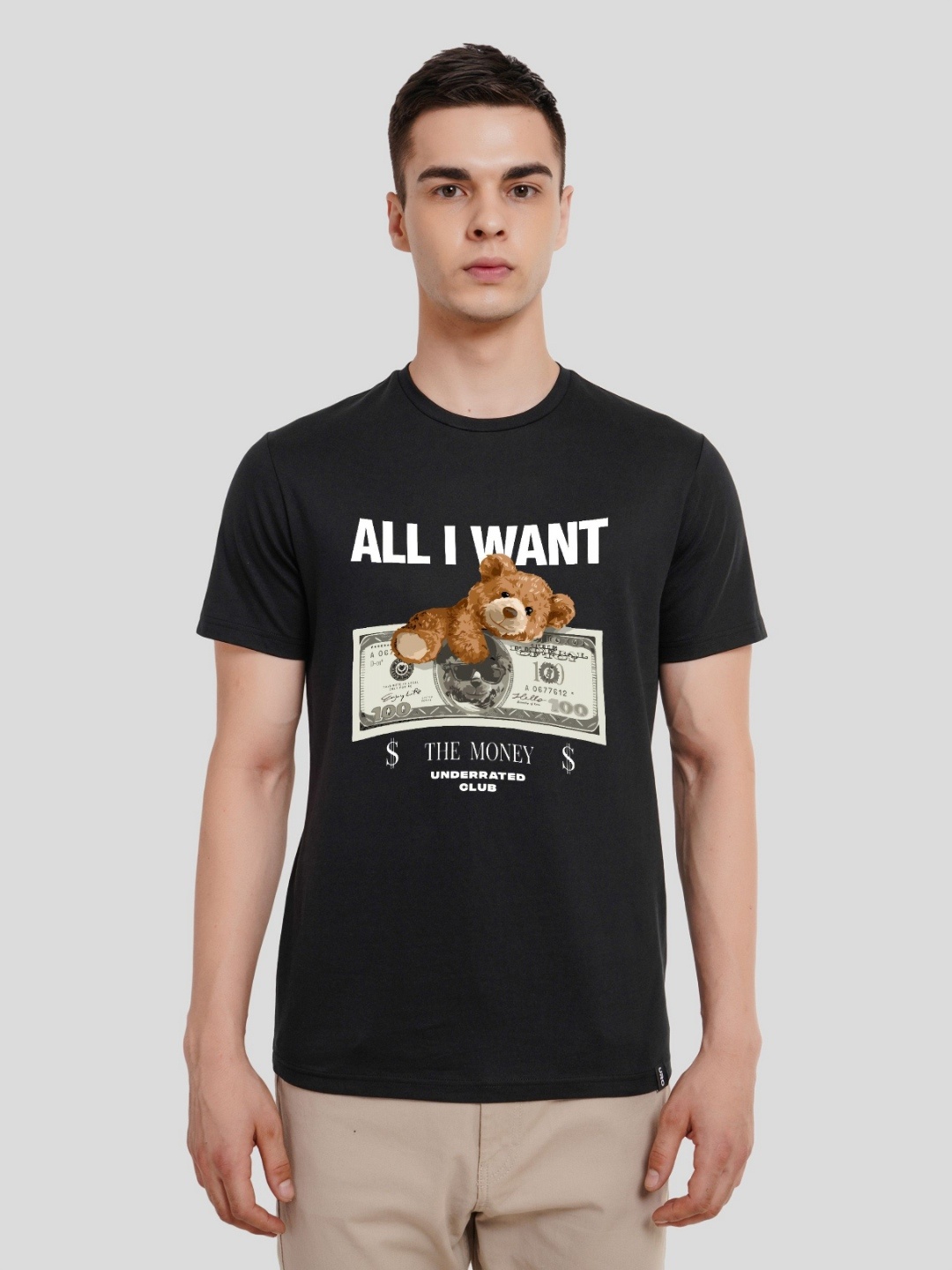 

Underrated Club Men Printed Bio Finish Applique T-shirt, Black