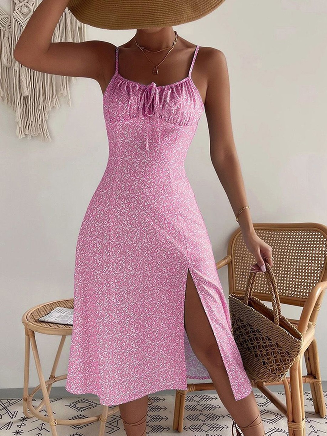 

JC Mode Print A-Line Dress, Pink