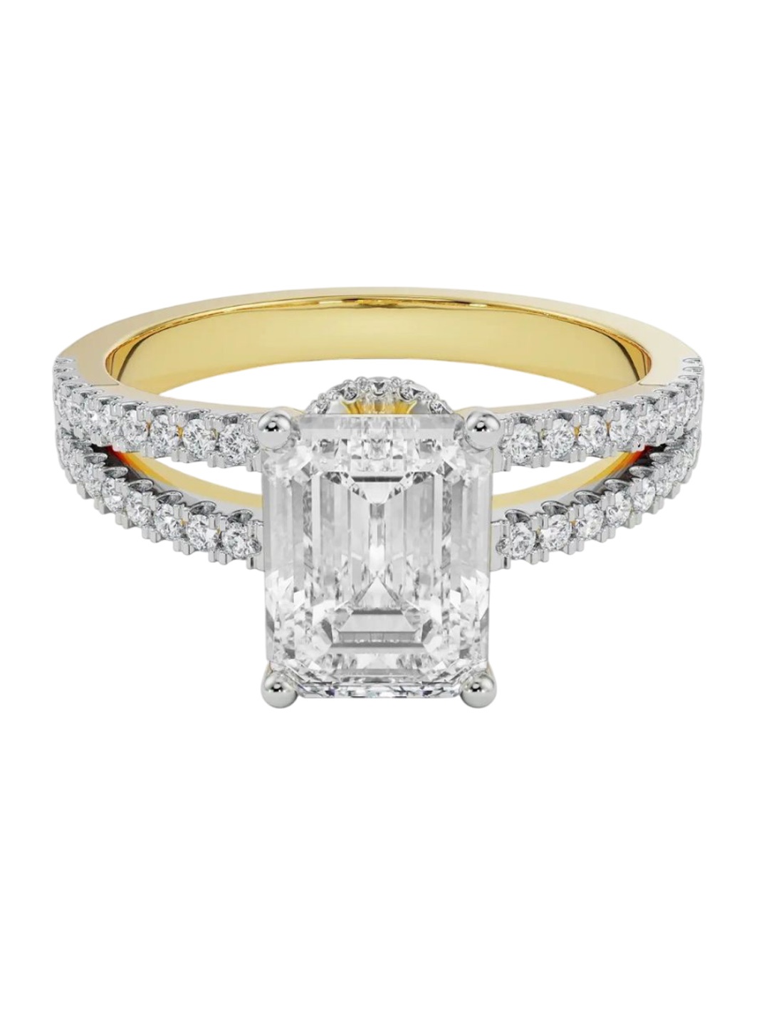 

Emerald Cut Bridal Ring, Gold