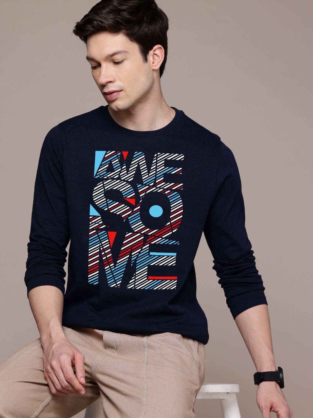 

Moda Rapido Men Printed T-shirt, Navy blue