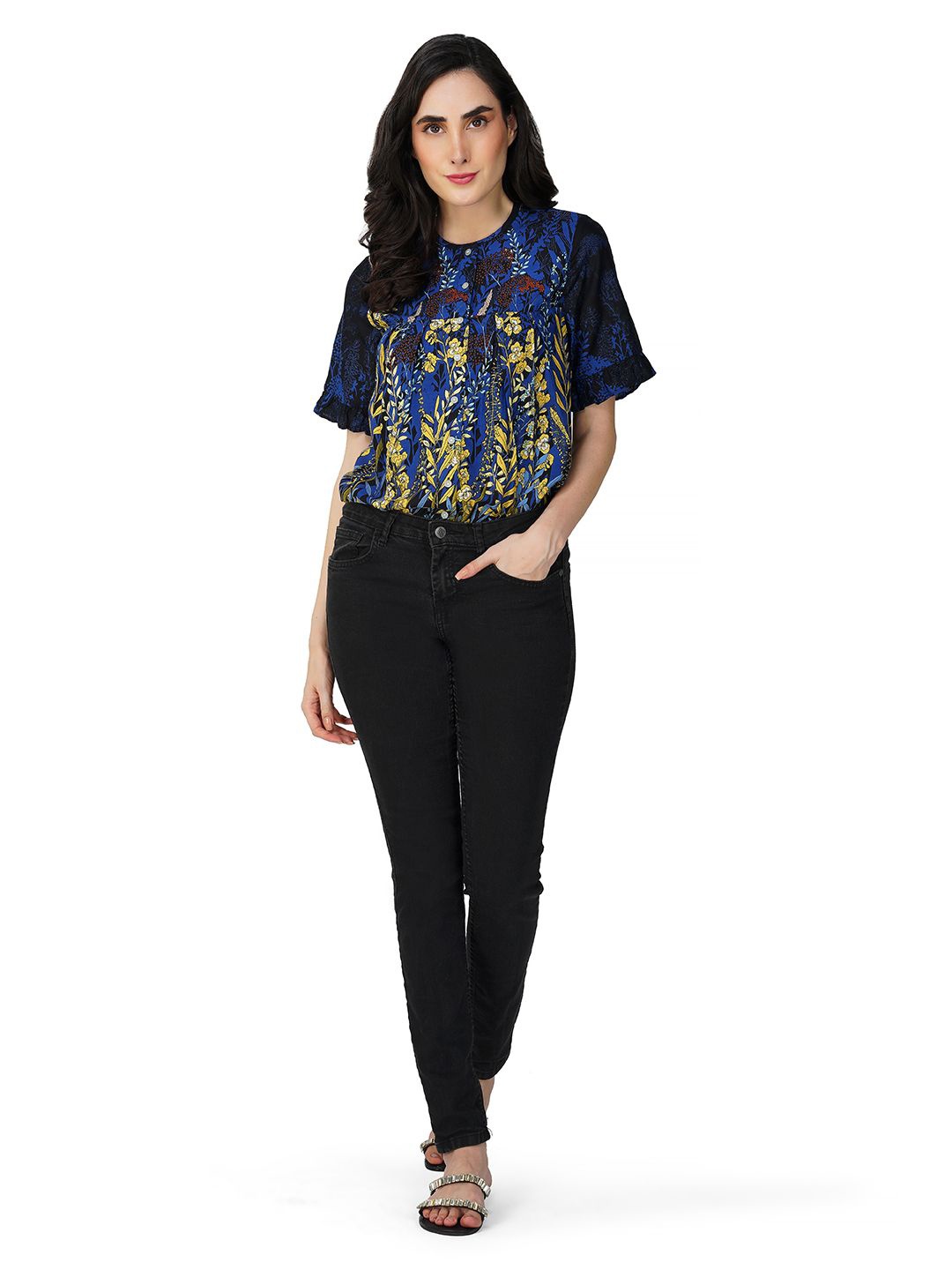 

SZN Floral Print Top, Brown