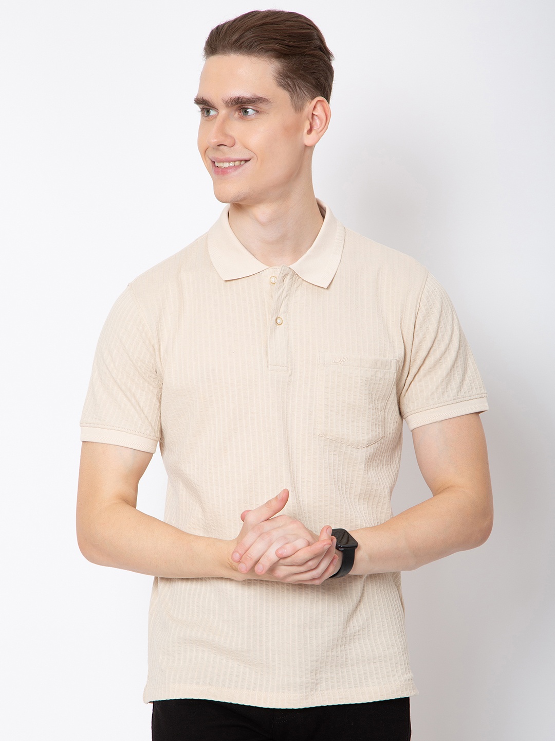 

Sparky Men Polo Collar Pockets Slim Fit T-shirt, Grey