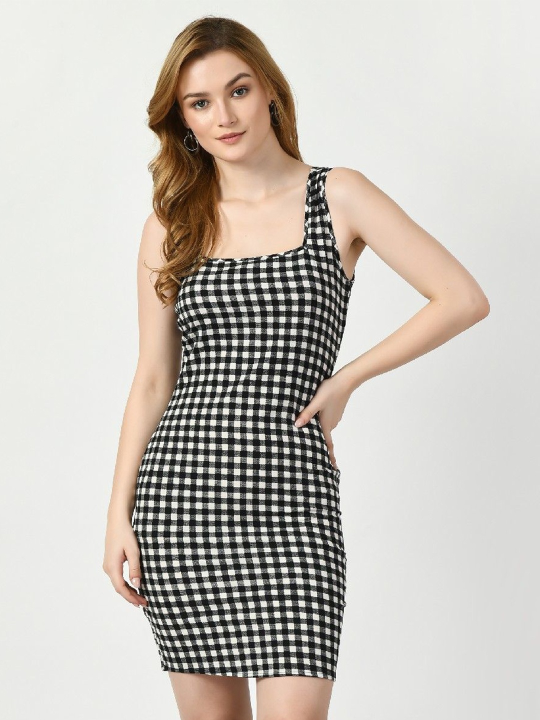 

COATTIRE Print Crepe Bodycon Mini Dress, Black