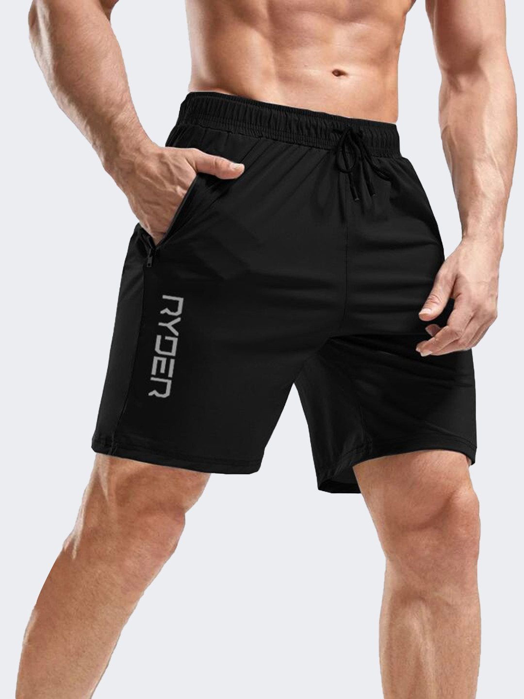 

3Colors Men Low-Rise Running Sports Shorts, Black
