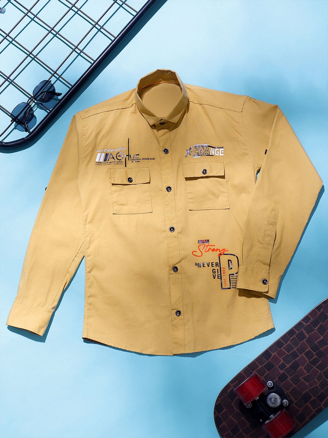 

YK Boys Opaque Printed Casual Shirt, Cream