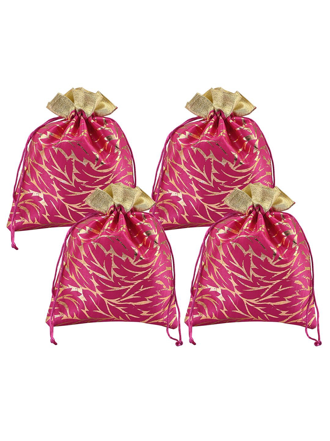 

Kuber Industries 4 Pcs Potli Bag For Women & Girls Printed Potli Clutch, Pink