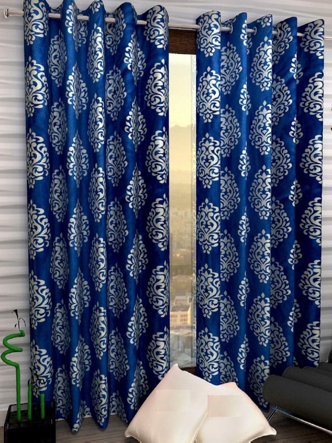 

Galaxy Home Decor Blue Set of 2 Door Curtain