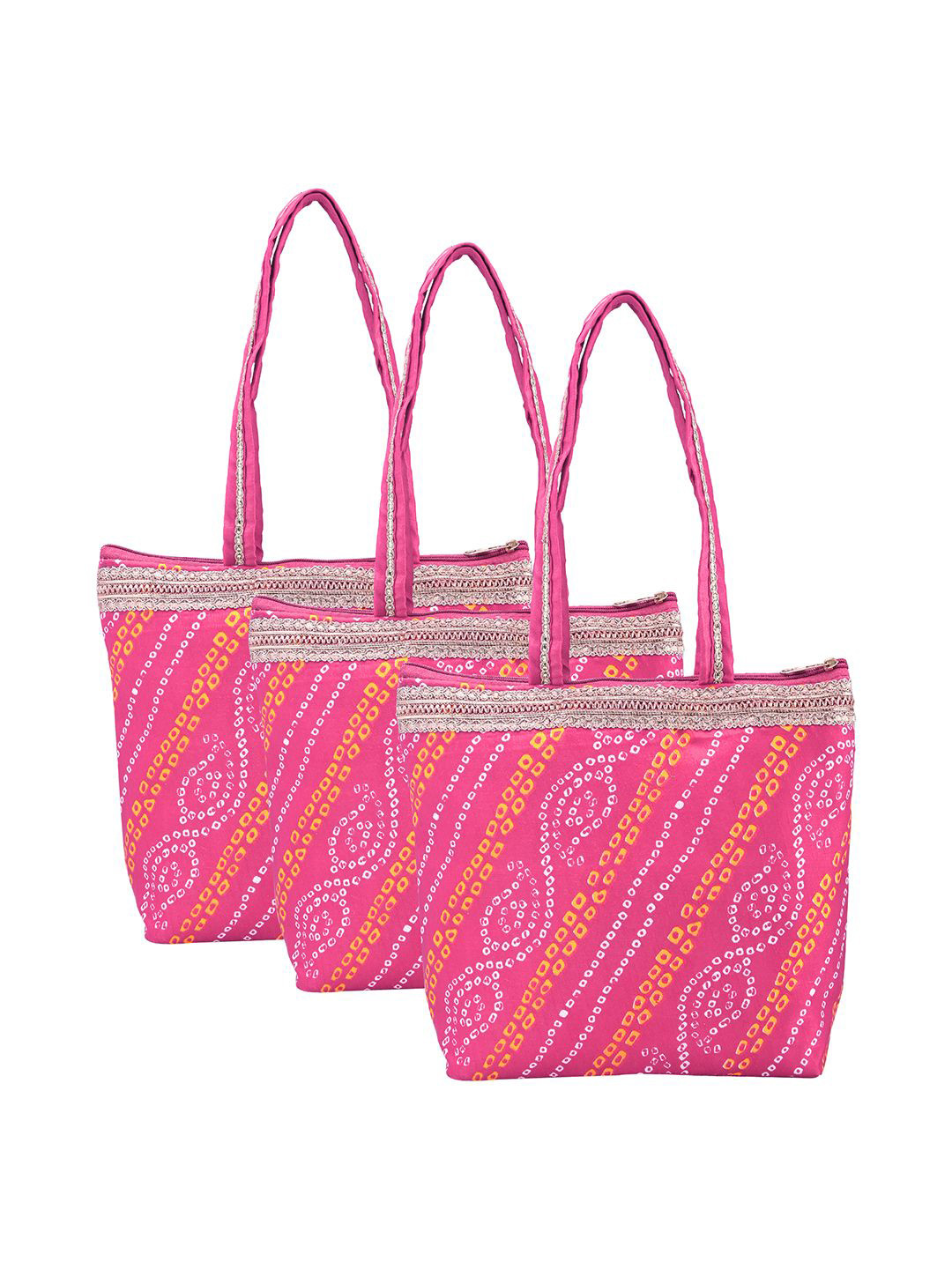

Kuber Industries Geometric 3 Pcs Hand Bag for Women & Girls Shopper Shoulder Bag, Pink