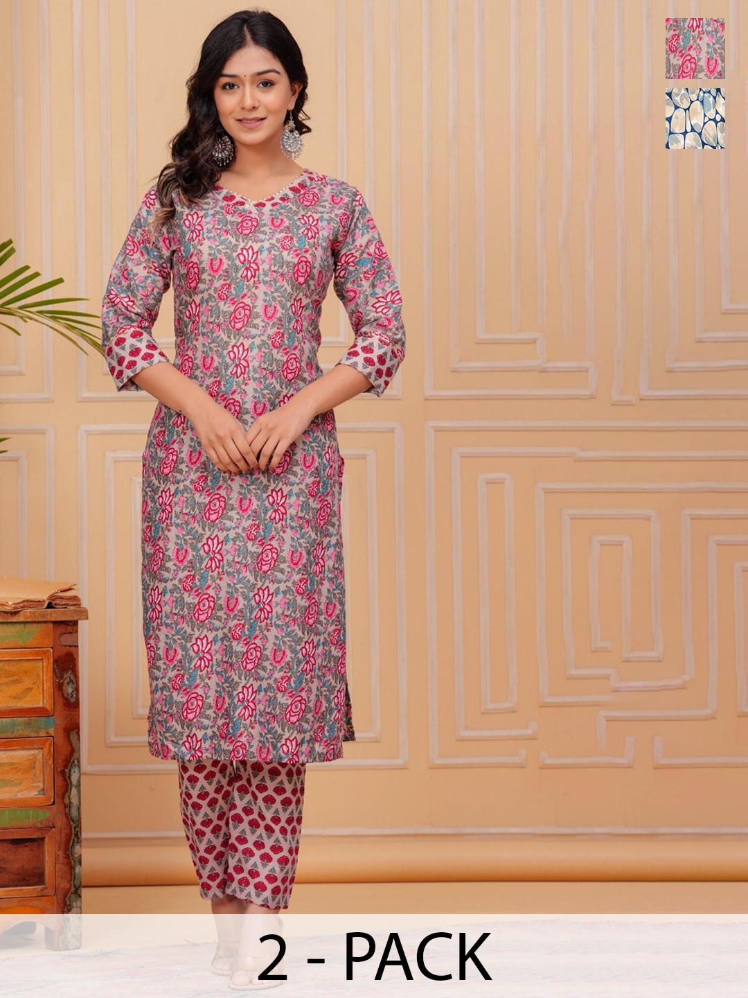 

Moda Rapido Women Printed Regular Kurta with Trousers, Blue