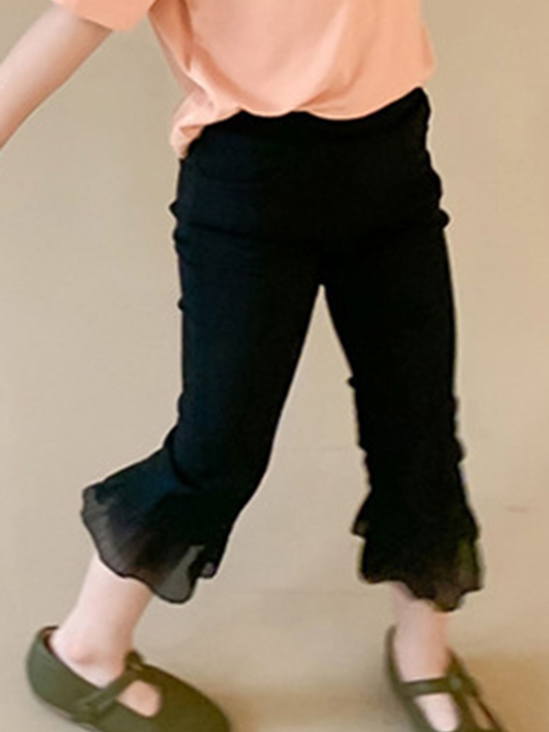 

LULU & SKY Girls Flared High-Rise Trousers, Black