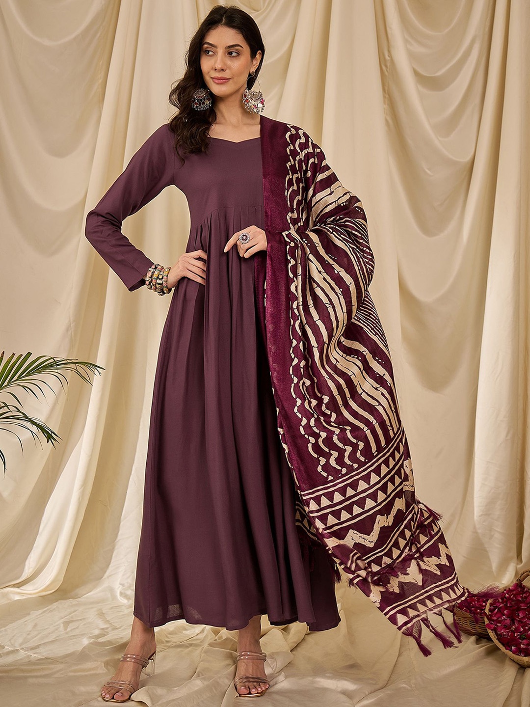 

InWeave Women Anarkali Kurta, Mauve