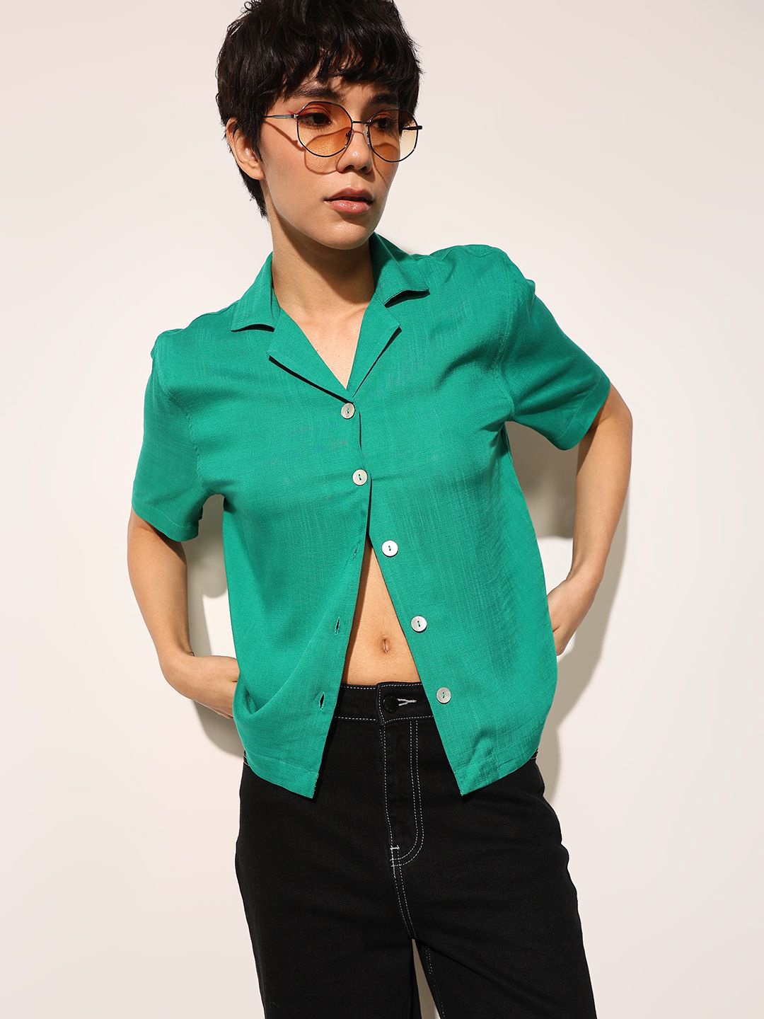 

ONLY Women Opaque Casual Shirt, Green
