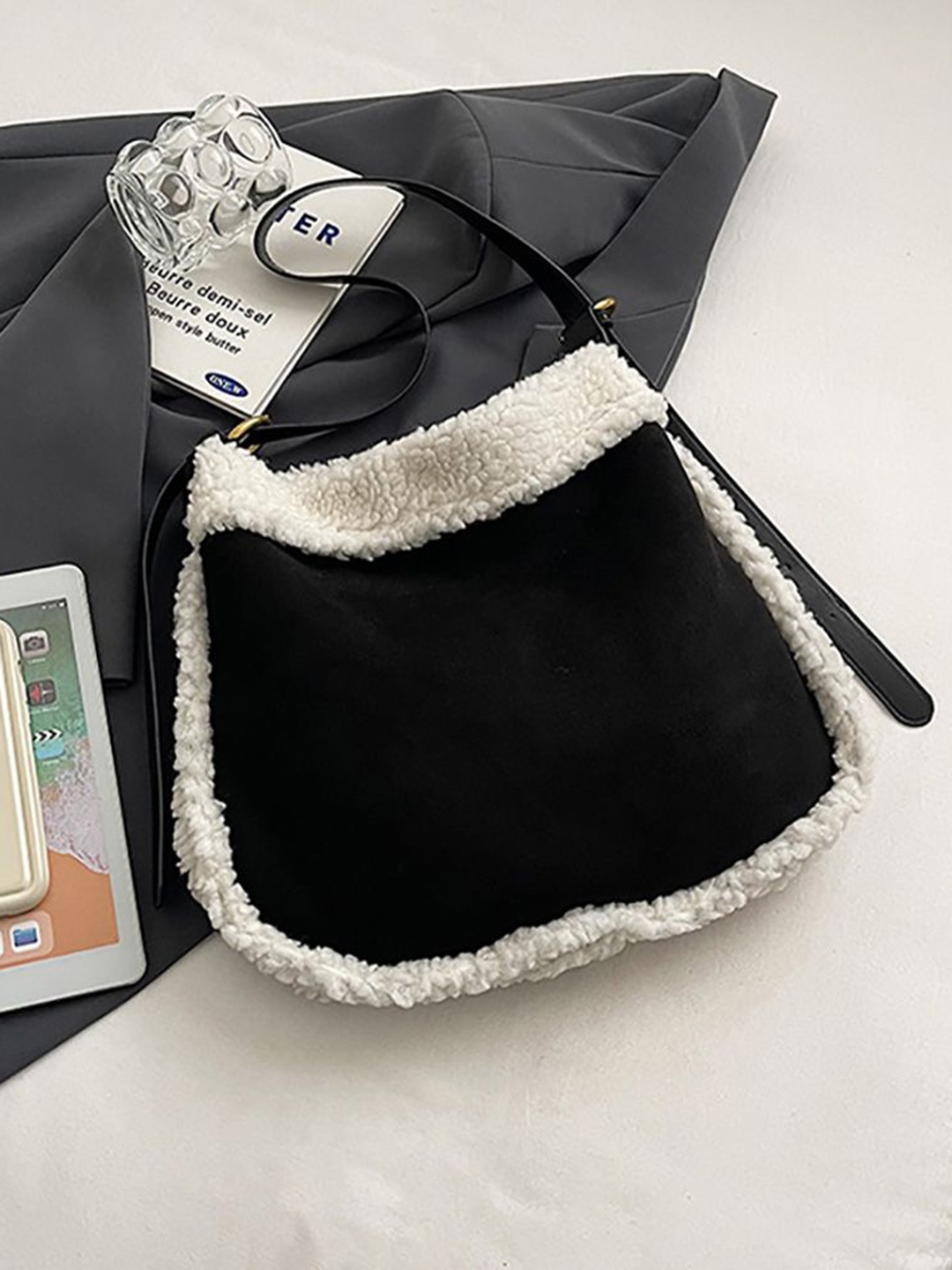 

StyleCast x Revolte Suede Bucket Shoulder Bag, Black