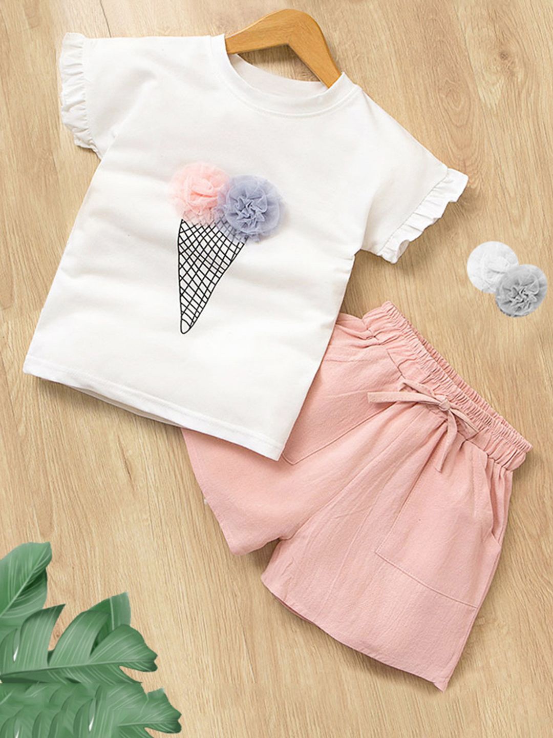 

INCLUD Girls Printed T-shirt with Shorts, White