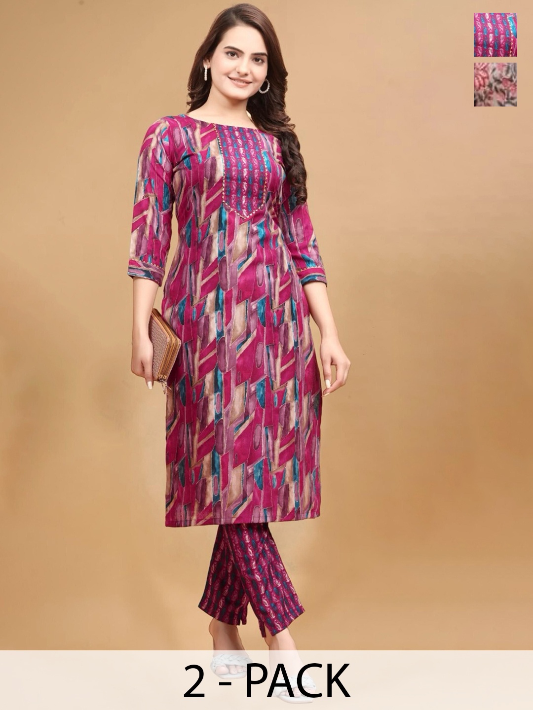 

Moda Rapido Women Floral Printed Regular Kurta with Trousers, Pink