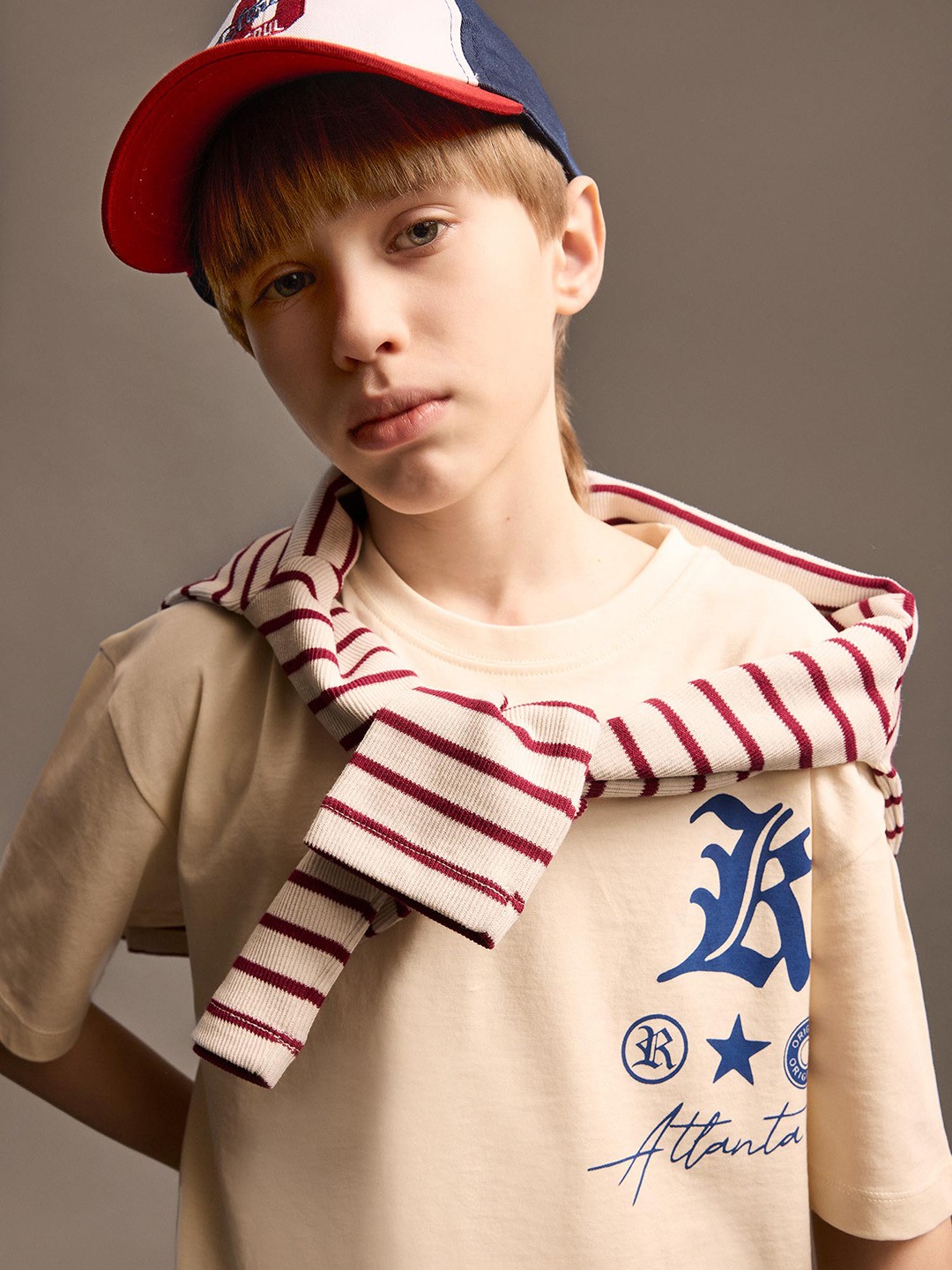 

DeFacto Boys Striped V-Neck Pockets T-shirt, Na