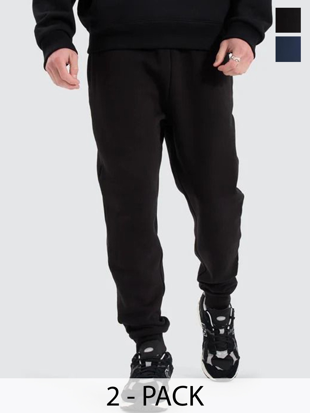

Moda Rapido Men Pack Of 2 Cotton Mid Rise Joggers, Black